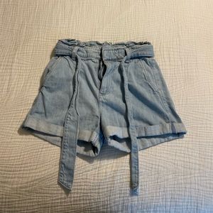 Express Demin Shortie Extreme High Rise With Belt